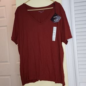 Deep Red Ava Via Tee Shirt 2X